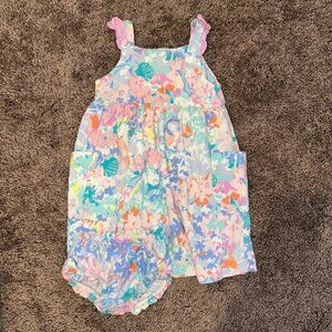 Little Joules bright floral 12/18m toddler cotton maxi dress with bloomers